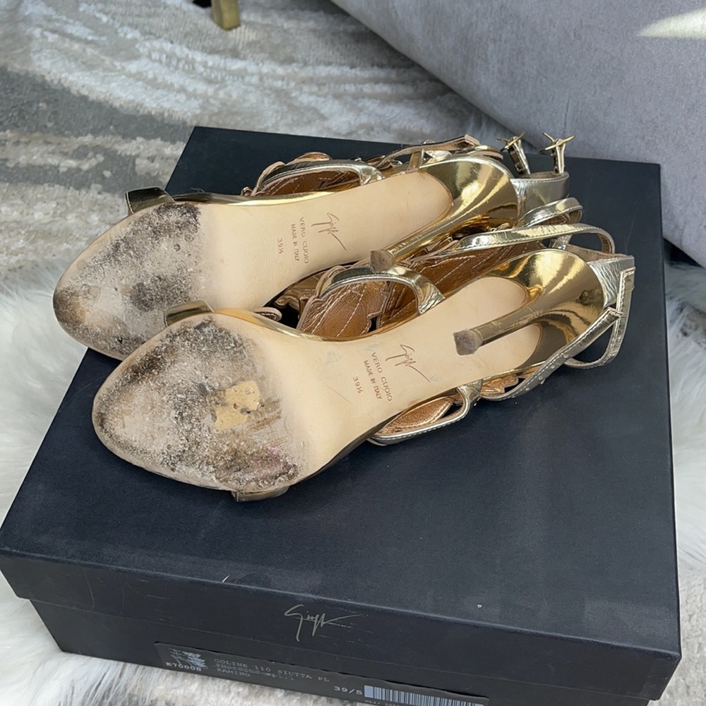 Giuseppe Zanotti Coline Rose Gold Embellished Wing Heels Size 39.5 - Picture 8 of 9